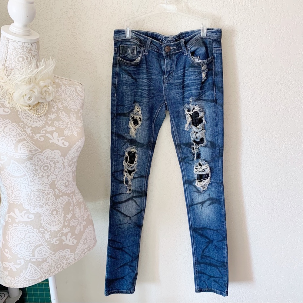 LDenim & Black Edgy Skinny Jeans